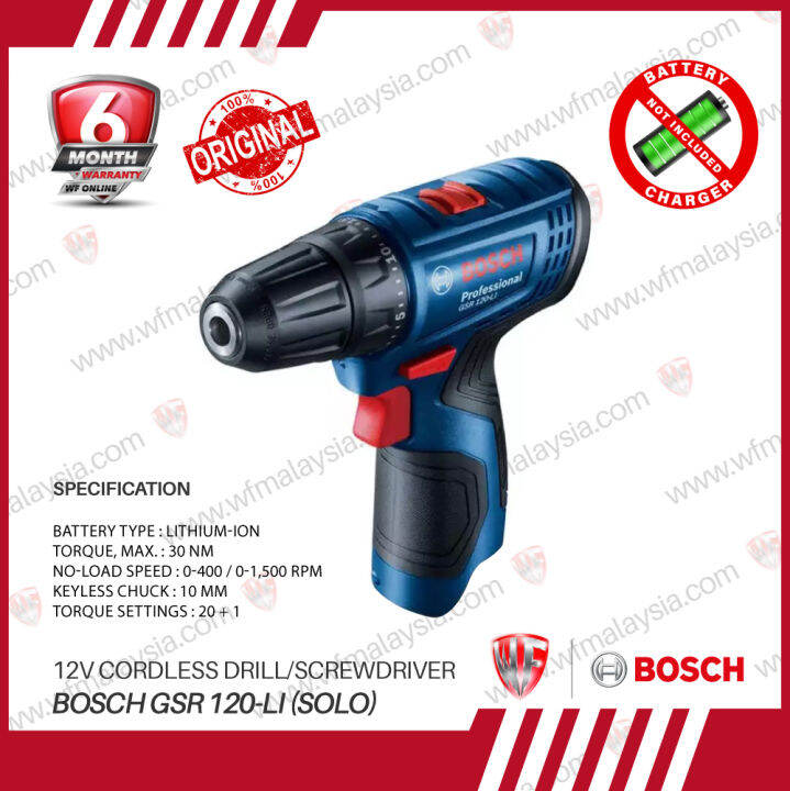 Bosch GSR 120-Li GEN 2 Cordless Drill/Screwdriver (Solo No Battery, No ...