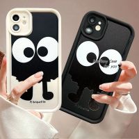 เคส RouJiang สำหรับ iPhone 15 14 13 12 11 Pro Max X Xr Xs Max 7 8 Plus SE 2020Apple การ์ตูนหมอนรูปแมวตาโตเคสโทรศัพท์ป้องกันกรอบเลนส์คนตัวเล็ก