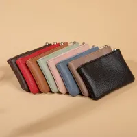 【CW】❐  New Leather Lychee Pattern Coin Purse Ultra-thin Short Card Storage