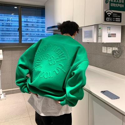 Green Jacket Mens Round Neck Sweatshirt Korea New Print Mens Oversized Hoodie Harajuku Womens Couple Pullovers Fashion Tops