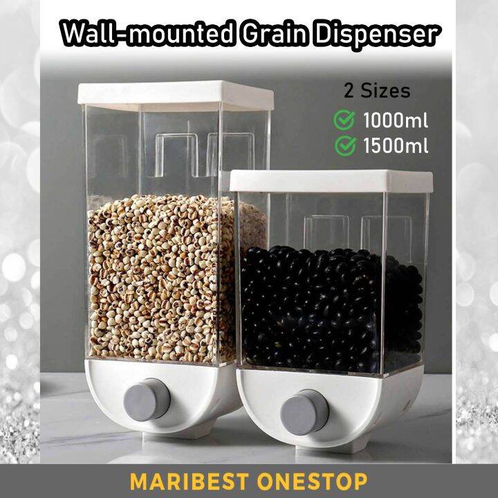 606 Wall Mount Cereal Dispenser Food Storage Box Sealed Grain Container