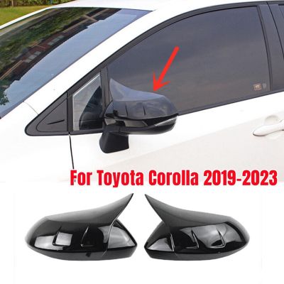 Gloss Black OX Horn Side Door Rearview Mirror Cover Trim Cap Parts Accessories For Toyota Corolla 2019-2023