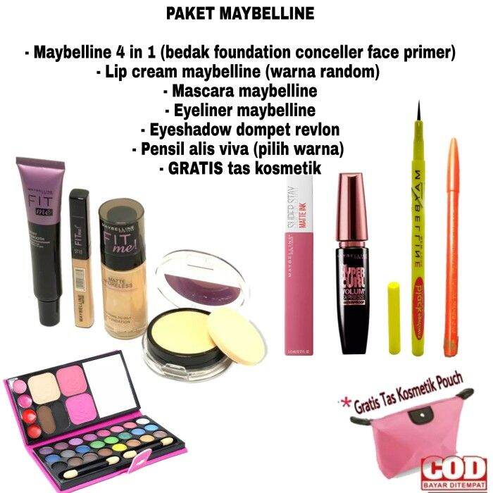 Paket Lengkap Makeup set 4 in 1/ Paket Makeup Lengkap Maybelline 9 in 1