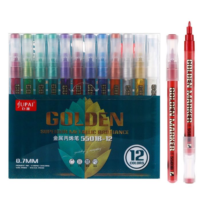 ปากกามาร์คเกอร์-ปากกาอะคริลิกสีเมทัลลิก-marker-metallic-set-สีเมทัลลิค-0-7mm-jp-5501b-12