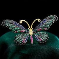 SUYU Breast Pin Buckle Colored Cubic Zirconia Inlaid Suit Coat Clothing Accessories Butterfly Brooch