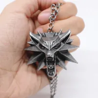 Hip Hop Gothic The witcher3 wizard wolf head pendant necklace personality animal party jewelry for men birthday gift for men