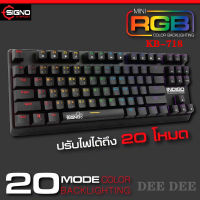 SIGNO E-Sport TKL Mini RGB Mechanical Gaming Keyboard รุ่น INDIGO KB-718 (Optical Red Switch) (เกมส์มิ่ง คีย์บอร์ด)