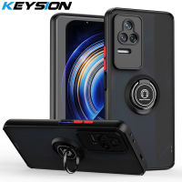 KEYSION แฟชั่นกรณีเคลือบสำหรับ Xiaomi POCO F4 5กรัมใสแหวนยืนกันกระแทกโทรศัพท์ปกหลังสำหรับ R Edmi K40S K50 Pro