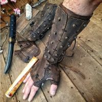 Steampunk Ronin Samurai Leather Bracer Long Gloves Gauntlet Viking Knight Cosplay Medieval Accessory Arm Armor Cuff For Men Larp