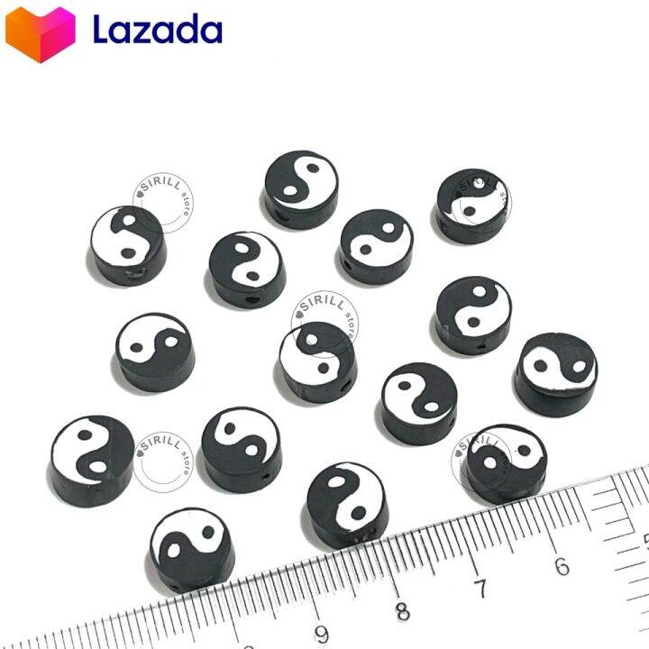 ลูกปัดหยินหยาง-yin-yang-polymer-beads-ลูกปัดดินโพลิเมอร์-ลูกปัดขาวดำ