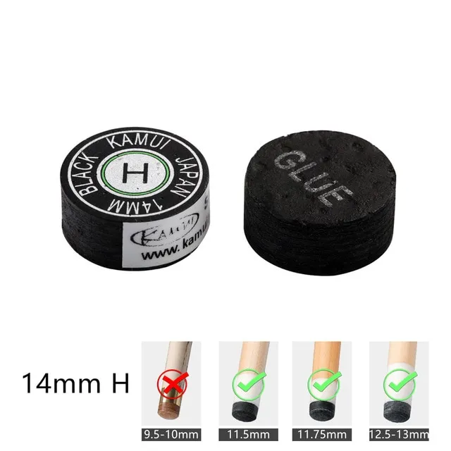 Japanese KAMUI Pool Cues Tip 14Mm/11Mm Black/Yellow SS/S/M/H Snooker