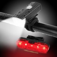 ☃ Bike Headlight USB Rechargeable Bright LED Night Riding Safety Alarm Lamp Waterproof Mountain Bicycle Headlight Taillight Set