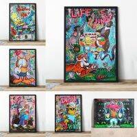 บทคัดย่อการ์ตูนหรูหรา Pop Art Wall Decor โปสเตอร์-Graffiti แฟชั่นตลกพิมพ์ภาพวาดผ้าใบที่มีสีสันสำหรับห้องนั่งเล่น