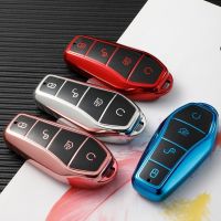 For BYD Qin Plusdmi Atto 3 Han EV Dolphin New Soft TPU Car Key Case 4 Buttons Remote Control Protect Cover Durable Accessories Key Chains