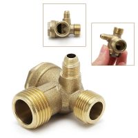 Male Thread 3 Way Metal Air Compressor Check Valve Gold Tone