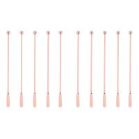 10Pcs Stainless Steel Stirrer Beverage Stirrers Stir Cocktail Swizzle Stick-Rose Gold-Straight Bar,19cm