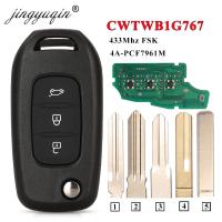 AHlmsm Jingyuqin CWTWB1G767พลิกกุญแจรีโมท433เมกะเฮิร์ตซ์ PCF7961M 4A สำหรับเรโนลต์ Kadjar C Aptur Megane 3สัญลักษณ์โลแกน2 Sandero 2 Dacia แปรง