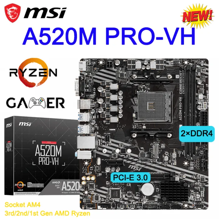 Amd Ryzen Msi A520m Pro Vh Motherboard Socket Am4 Dual Channel Ddr4 Amd Ryzen Msi A520m Pro Vh Motherboard Socket Am4 Dual Channel Ddr4