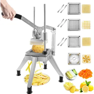  Electric Automatic Vegetable Fruit Chopper, Commercial Vegetable  Chopper w/ 3 Blades, Stainless Steel Vegetable Dicer, Heavy Duty Cutter for Potato  Cubes Onion Carrots for Restaurants Home Kitchen: Home & Kitchen