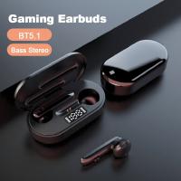 【Undine earphone】ชุดหูฟังสำหรับเล่นเกม V7 TWS หูฟังบลูทูธไร้สายจอแสดงผล Led หูฟังกีฬาลดเสียงรบกวนกันน้ำการควบคุมแบบสัมผัสสเตอริโอ