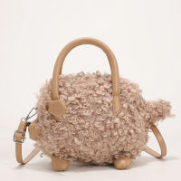 Cute Lamb Shape Handbags for Girl Faux Wool Carton Doll Crossbody Bags Maiden Winter New Soft Plush Shoulder Coin Purses Bolsas