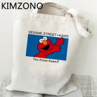 Sesame Street กระเป๋าช้อปปิ้งกระเป๋าช้อปปิ้ง Bolsas De Tela กระเป๋าถือช็อปปิ้งกระเป๋านักช้อป Sac Cabas นำกลับมาใช้ใหม่ได้ Bolsa Compra