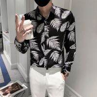 [COD] Cross-border and Mens Long-sleeved Shirt Social Youth Printed