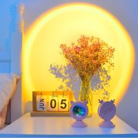 Mini Sunset Lamp LED DC 12V animal mini ear lamp circular Bedroom Photography Projection decorate Rainbow Light atmosphere light Night Lights