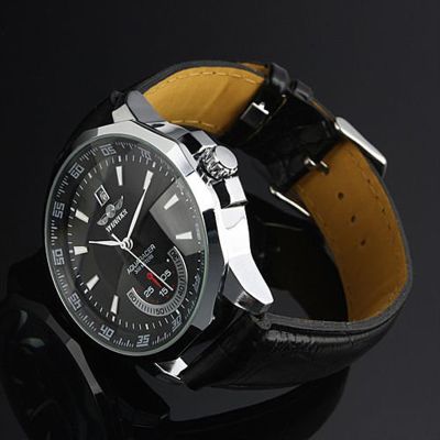 （A Decent035）Relogio Masculino WinnerNew Men 39; S Automatic Mechanical Stripe Luxury Wristwatches