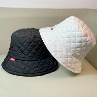 Autumn Winter Men Women Warm Ultra Light Down Cotton Rhombus Grid Fisherman Hat Unisex Korean Version Vasin Fishing Cap