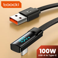 Toocki 100W USB Type C ไปยัง Type C สายเคเบิล90องศาข้อศอกที่ชาร์จความเร็วสูง7A สูงในปัจจุบันชาร์จเร็วหน้าจอดิจิทัลหัวปลั๊ก USB สายข้อมูล USB