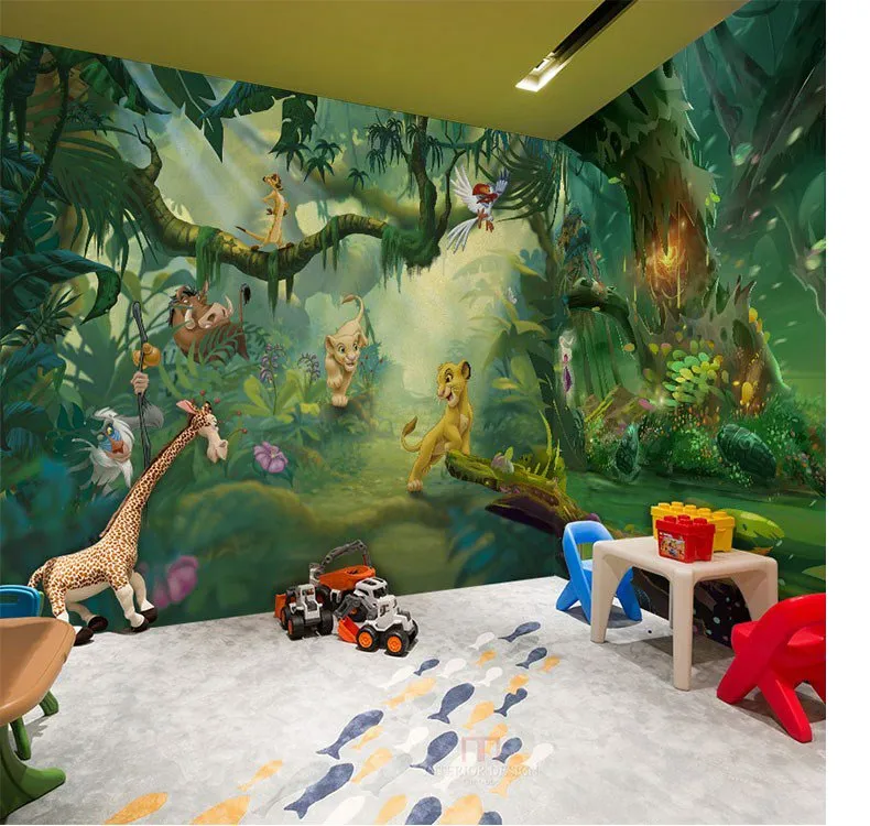 3D cartoon animal forest wallpaper children's room theme room dream wall  covering bedroom fairy tale world background wall wallpaper | Lazada PH