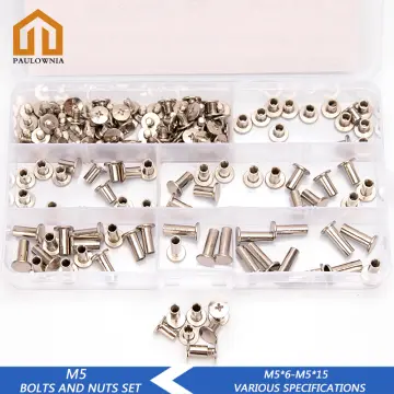 10 Sets 3mm 4mm 5mm Solid Brass Chicago Screws Rivets for Leather