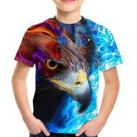 [Tsdopn34gpt]    4-13 y summer kids coloric 3D T-shaped rough lovely metal ion lion tiger dolphin print boys girls T-shirts children Tshirts tee Ops