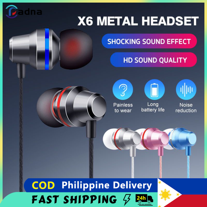 Padna【Philippine Delivery】X6 In ear Headset 3.5mm Metal Earphones