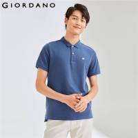 เสื้อเชิ้ตแขนสั้นโปโลปักลายรูปกบ01013388เสื้อโปโลระบายอากาศ GIORDANO ผู้ชายเสื้อโปโลลำลองปักลายกบฤดูร้อน