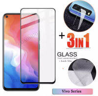 3in1 For Vivo Y12S ฟิล์มเลนส์กล้อง + ฟิล์มกระจกเต็มจอ+ ฟิล์มหลัง ฟิล์มกันกระแทกขอบดำ