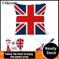 V-ELECTRONIC ตกแต่งโซฟารถ ผ้าลินิน แพลทินัมยูบิลลี่ ตกแต่งบ้าน ปลอกหมอน Union Jack ธงสหราชอาณาจักร 18X18นิ้ว ปลอกหมอน