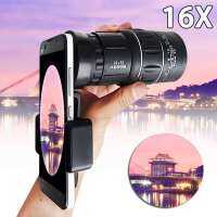 16x52 Zoom Hiking Smartphone Monocular Telescope Lens Camera HD Scope Hunting + Holder for Mobile Smart Phone for IPhone XS Max Smartphone Lenses