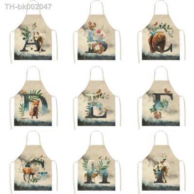 ♂ 1Pcs Flower Letter Flower Kitchen Aprons for Women Cotton Linen Bibs Household Cleaning Pinafore Home Cooking Apron