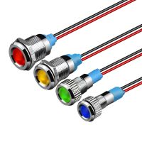 1pcs 6mm 8mm 10mm 12mm Metal LED Warning indicator light Waterproof IP67 Signal Lamp Pilot Wires switch 3V 5V 12V 220V Red Blue