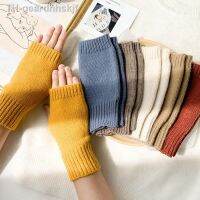 【hot】⊙  Korean Warm Fingerless Knitted Gloves Color Stretch Mittens Exposed arm warmers  guantes