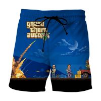 2023 New Fashion hot Mens clothing Casual 3D Printed GTA 5 game Beach Shorts black Board Shorts Quick Dry Shorts Funny Swimsuit