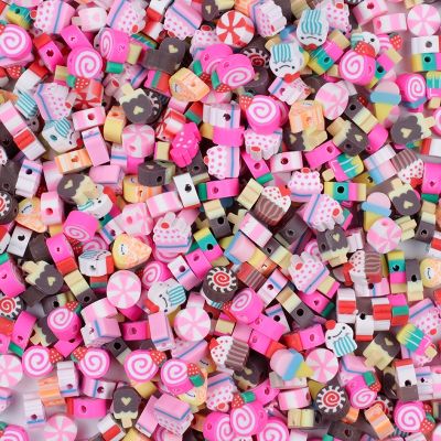 50/100Pcs Fruit/Candy/Ice Cream Random Mixed Color Beads Polymer Clay Beads Polymer Clay Spacer Beads For DIY Jewelry Accesories