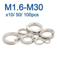 10/ 50/ 100pcs Spring Split Lock Washer Elastic Gasket M1.6 M2 M2.5 M3 M4 M5 M6 M8 M10 M12 M16 M24 M27 M30 A2 Stainless Steel Nails Screws  Fasteners