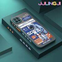 Jjlingji เคสสำหรับ OPPO A93 2020 F17 Pro Reno 4F Reno 4 Lite แฟชั่น NASA Space บางมีน้ำค้างแข็งโปร่งใสแข็งขอบสี่เหลี่ยมเคสนิ่มป้องกันคลุมทั้งหมดปลอกซิลิโคน