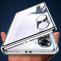 360 Double Sided Magnetic Adsorption Metal Case For OPPO A74 5G Glass Cover Camera Lens Protector Film For OPPO A73 A78 A76 A77