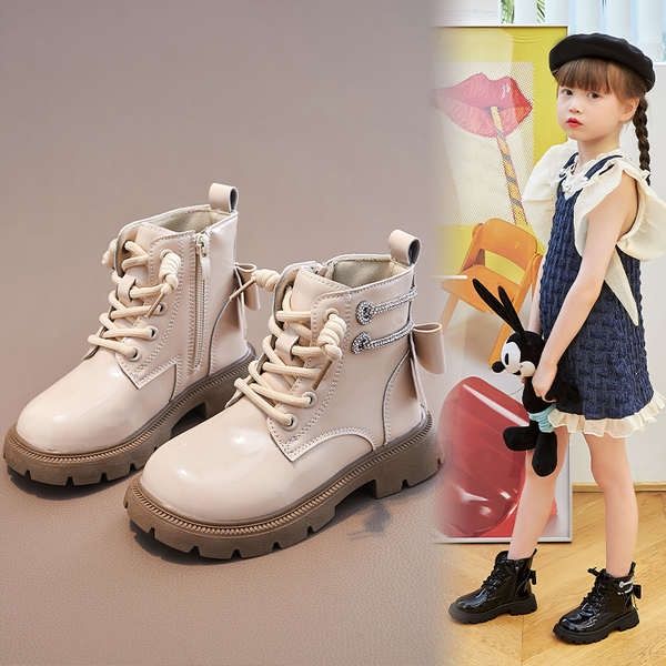 รองเท้าบูทเด็กผู้หญิง-girls-martin-boots-ฤดูใบไม้ผลิและฤดูใบไม้ร่วง-2023-ใหม่สไตล์อังกฤษรันเวย์รองเท้าบูทสั้นสําหรับเด็ก-anti-slip-cool-medium-big-kids-boots