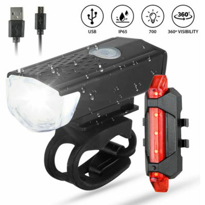 UNI Rechargeable Bicycle LED Lights USB Headlight + Rear Taillight Warning Lights