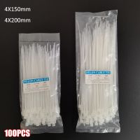 4X150MM 4X200MM Nylon Cable Tie Self-Locking Plastic Tie White Organiser Fasten Cable Wire Cable Zip Ties Hose Clamp 100pcs/bag